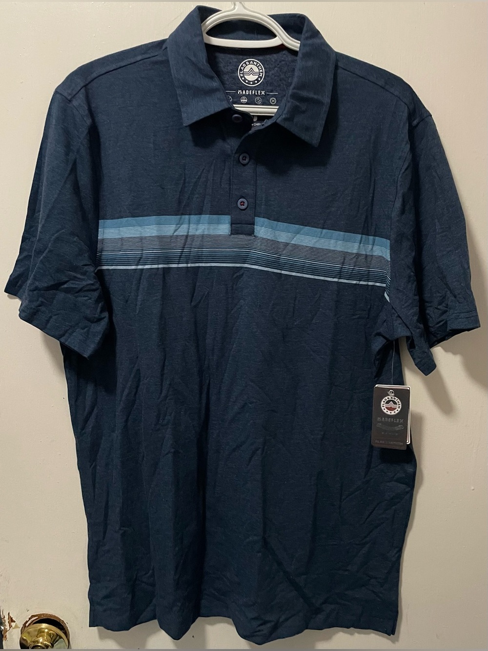 Flag & Anthem MadeFlex Men's Short Sleeve Polo Shirt Color Navy Blue Size Medium